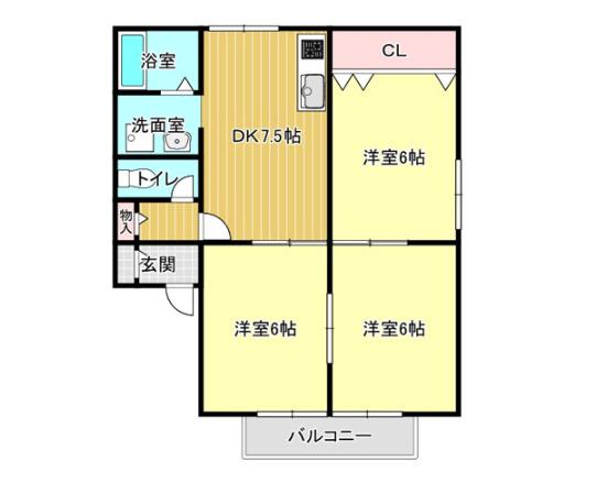 ハイツ花菱II(3DK/1階)の間取り写真