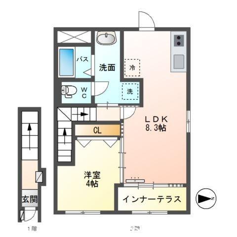七隈3丁目(1LDK/2階)の間取り写真