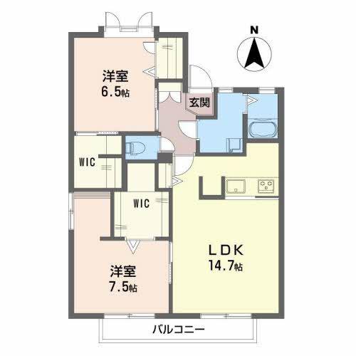 セフィラ中村A棟(2LDK/2階)の間取り写真
