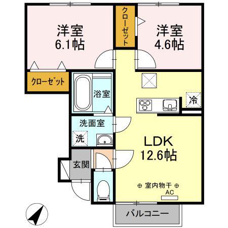 ブルーソフィア(2LDK/1階)の間取り写真