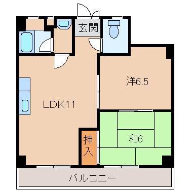 野島ビル(2LDK/4階)の間取り写真