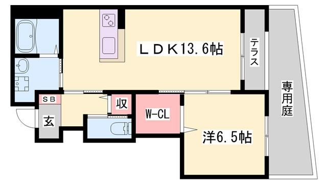 モン・レーヴ(1LDK/1階)の間取り写真