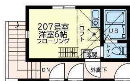 ユナイト黄金町ファンタナモーレ(ワンルーム/2階)の間取り写真