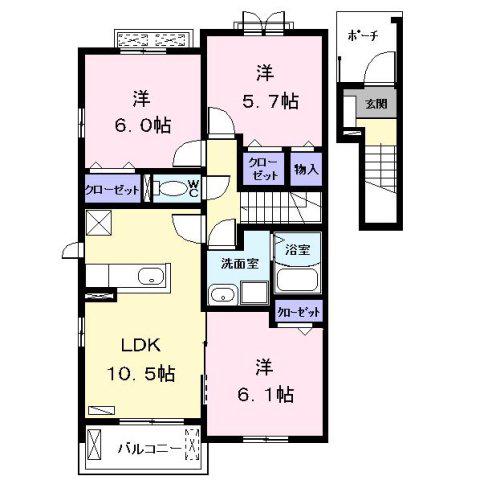 K.Nコンプレーション IV(3LDK/2階)の間取り写真