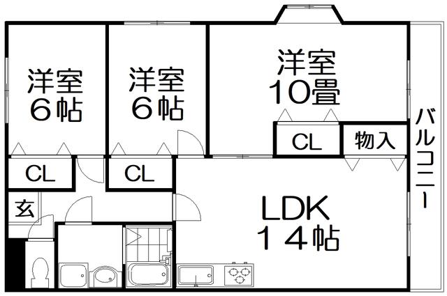 レオハイム長尾II(3LDK/2階)の間取り写真