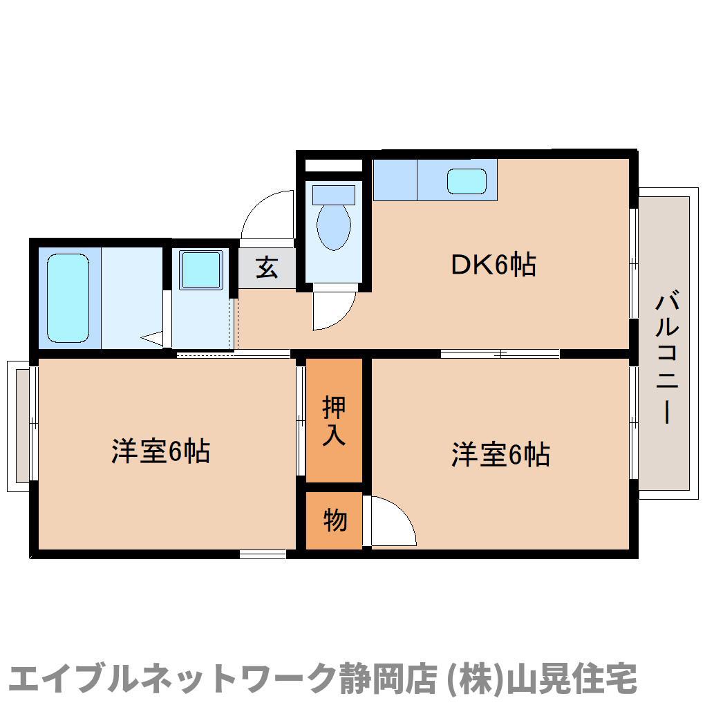 プレジールB(2DK/2階)の間取り写真