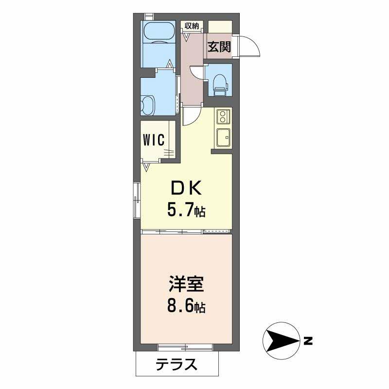 カーサAN(1DK/1階)の間取り写真