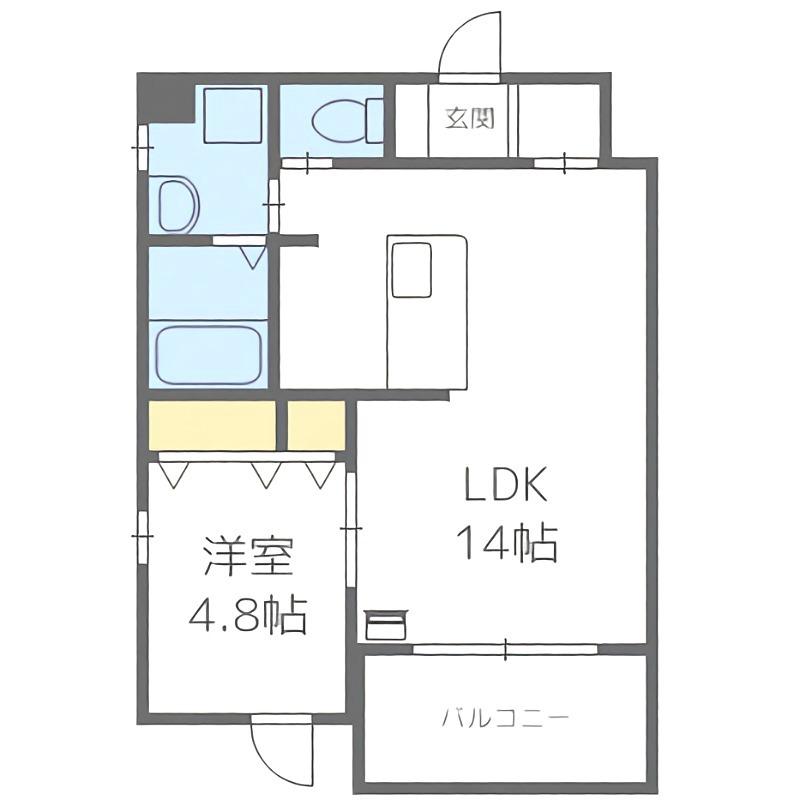 福の住家(1LDK/4階)の間取り写真