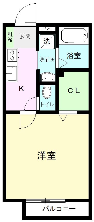 ウィル久保田(1K/2階)の間取り写真
