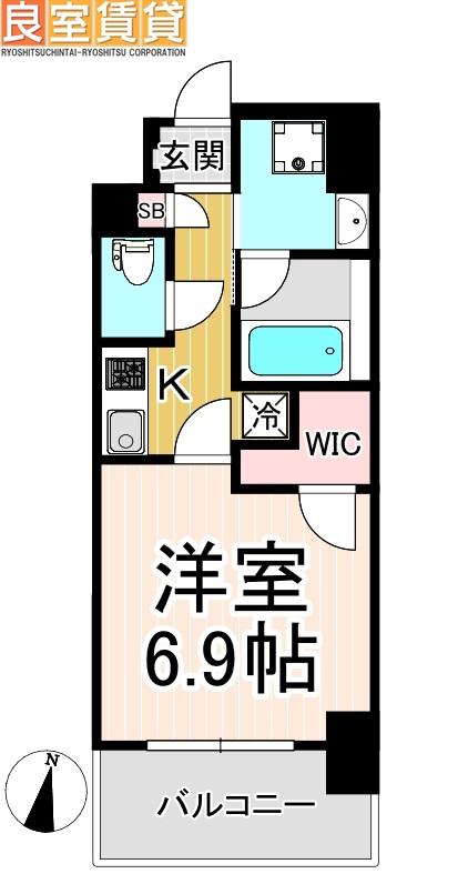 シーズンフラッツ矢場(1K/6階)の間取り写真