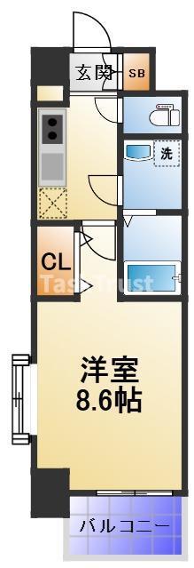 LOWLANDS西天満(1K/6階)の間取り写真