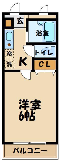 キティー・コーポ(1K/3階)の間取り写真