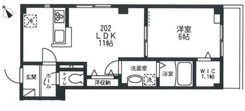 WAGTAIL BLDG(1LDK/2階)の間取り写真