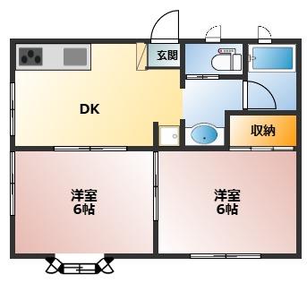 ガーデニアヒルズ(2DK/1階)の間取り写真