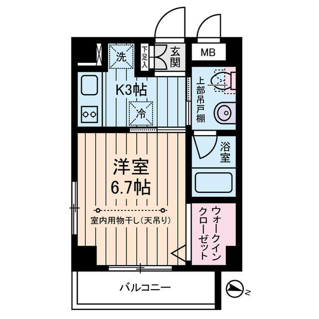 ドゥーシエル桜新町(1K/2階)の間取り写真
