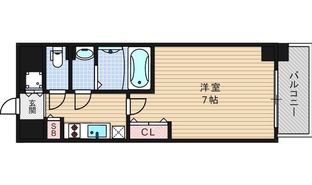ファーストステージ江戸堀パークサイド(1K/7階)の間取り写真
