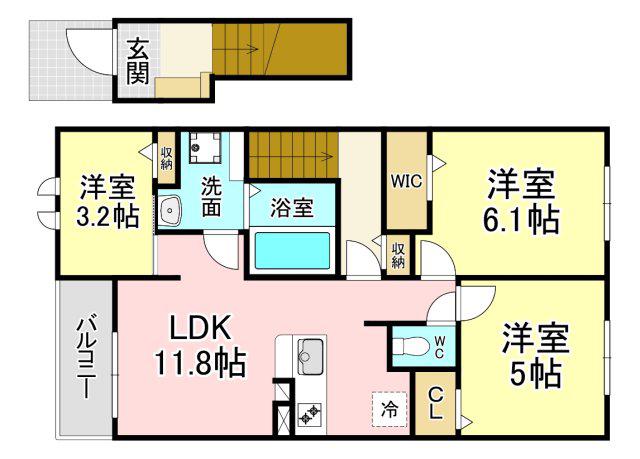 ジェイ・ヴィルタス7(3LDK/2階)の間取り写真