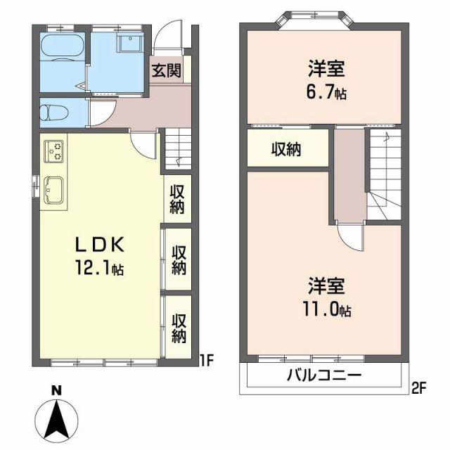 ハイツタカミ(2LDK/2階)の間取り写真