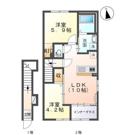 パークハイム富士(2LDK/2階)の間取り写真