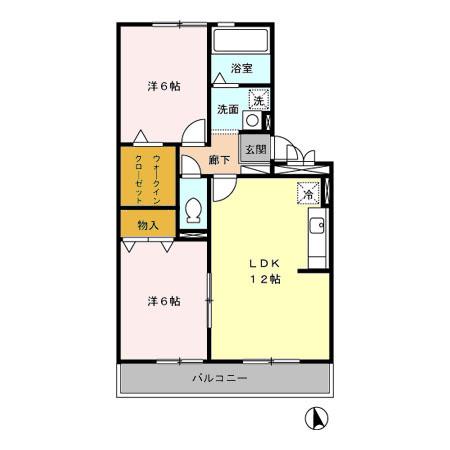 サントゥール(2LDK/3階)の間取り写真