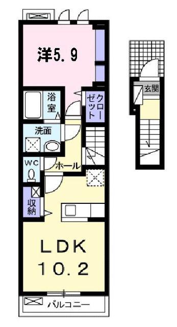 グレイスII(1LDK/2階)の間取り写真