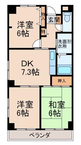 サンライフF(3DK/2階)の間取り写真