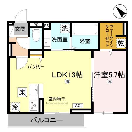 D-PLACE良野(1LDK/1階)の間取り写真