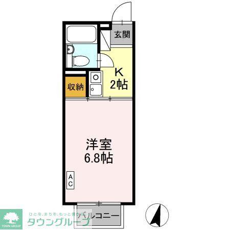カピースハイツA棟(1K/2階)の間取り写真