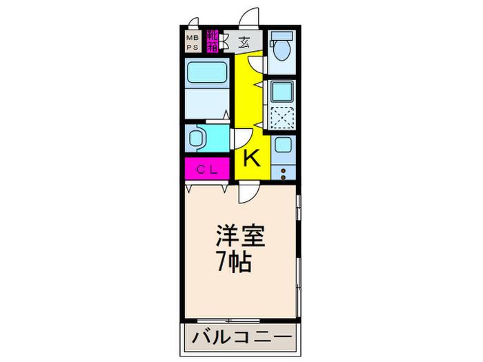 ウインズコート荘園(1K/3階)の間取り写真