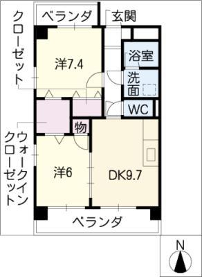 ASTORIA COURT・A(2DK/3階)の間取り写真