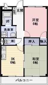 西里ハイツB(2DK/2階)の間取り写真