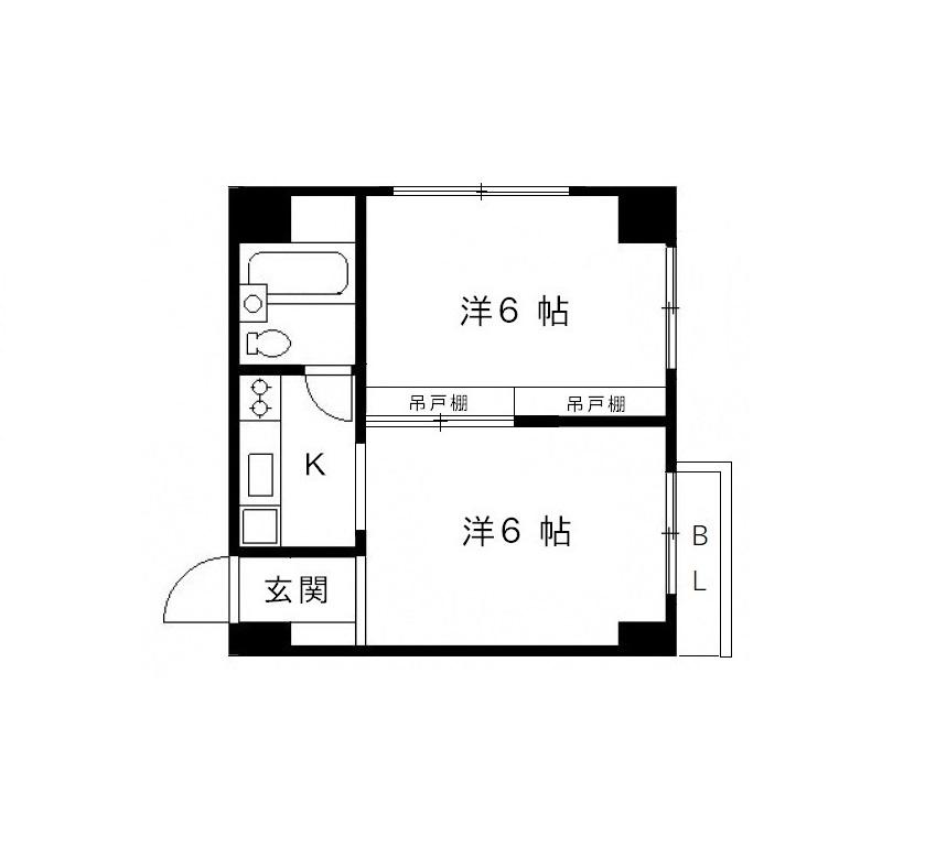 ルシエール金沢(2K/2階)の間取り写真