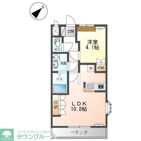 ジャルディニエールC(1LDK/2階)の間取り写真