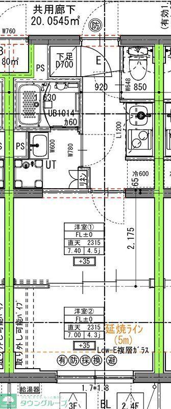 ラヴィエール住吉駅前(2K/2階)の間取り写真