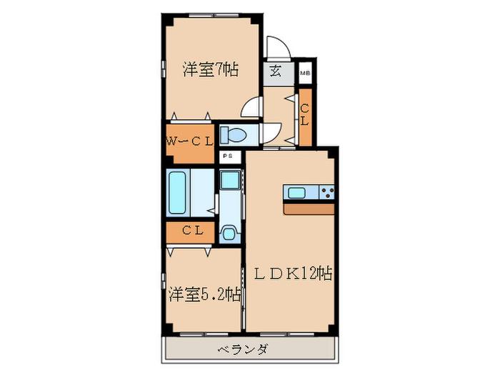 キャッスルホワイト(2LDK/3階)の間取り写真