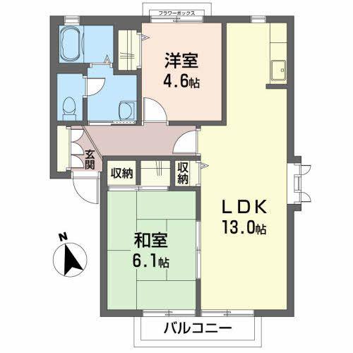 エコープラザXIII(2LDK/2階)の間取り写真