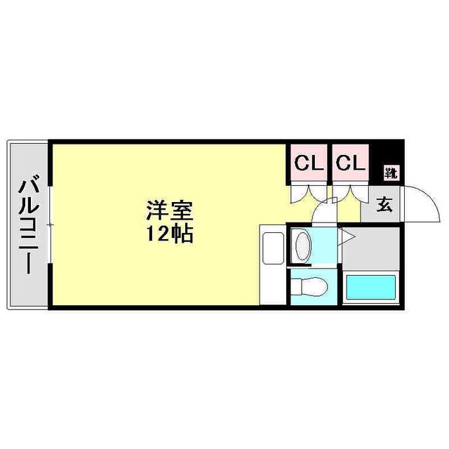 とさでん交通後免線 知寄町三丁目駅 徒歩7分 11階建 築36年(ワンルーム/11階)の間取り写真