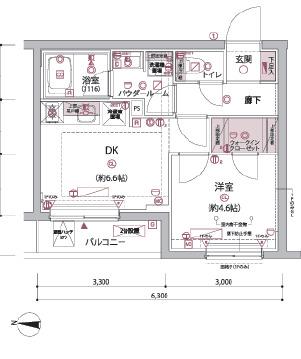 アルコバレーノ ブバイガワラ(1DK/3階)の間取り写真