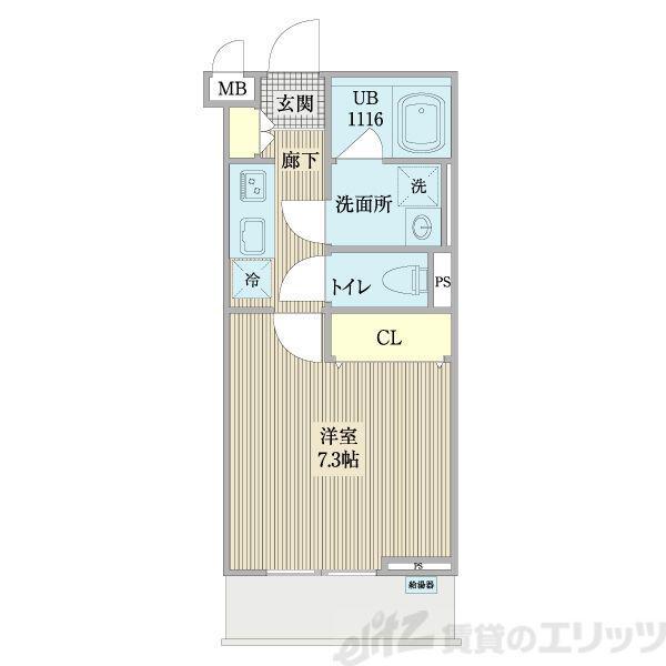 ソレイユ吹田(1K/1階)の間取り写真