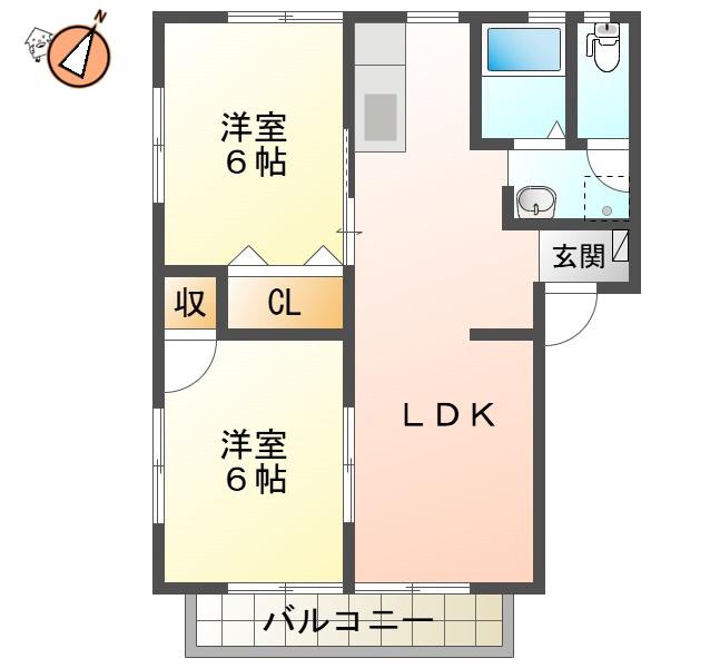 フレグランス北矢三(2LDK/1階)の間取り写真