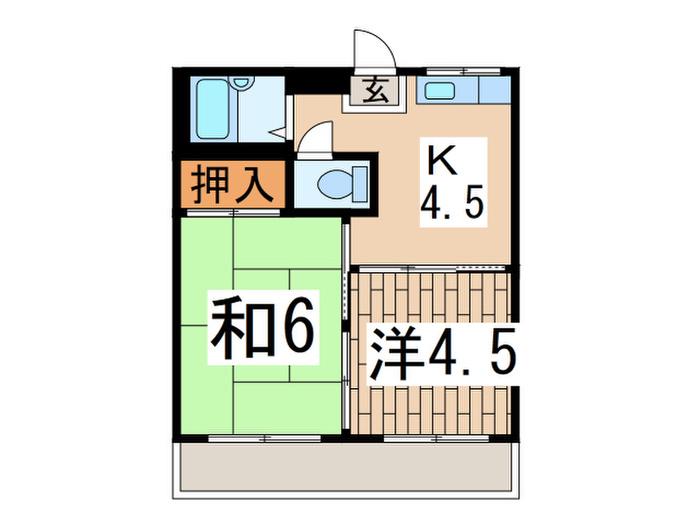 サンパレススズキ(2K/3階)の間取り写真