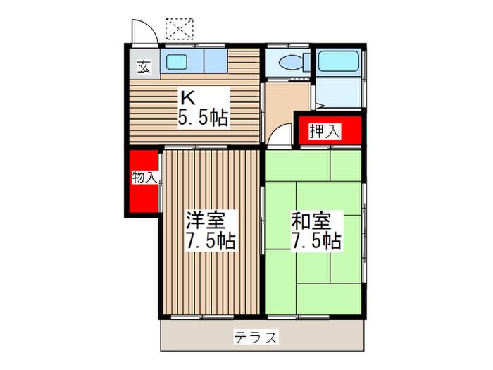 森ハイツ(2K/1階)の間取り写真