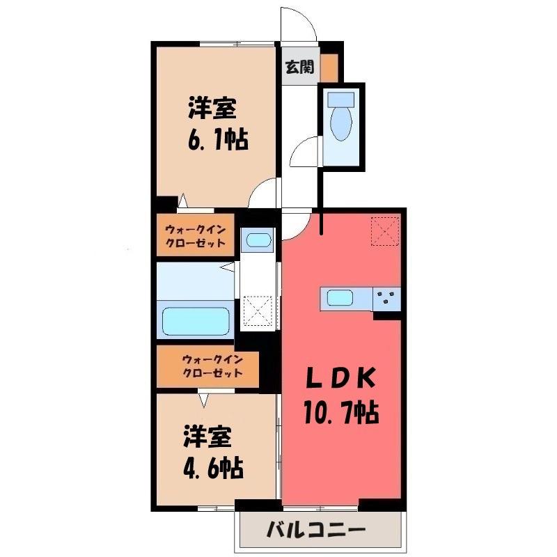 コンドミーニョジャルディーニ(2LDK/1階)の間取り写真