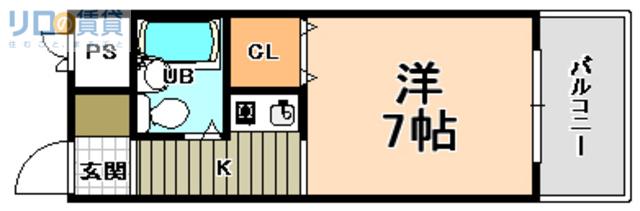 第12東昌ハイツ(1K/2階)の間取り写真