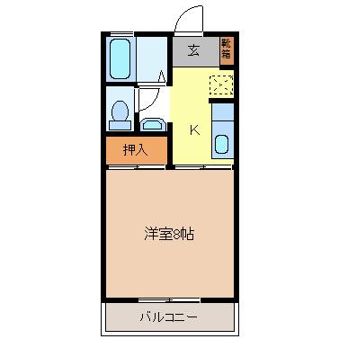 ナガノコアハイツB棟(1K/1階)の間取り写真