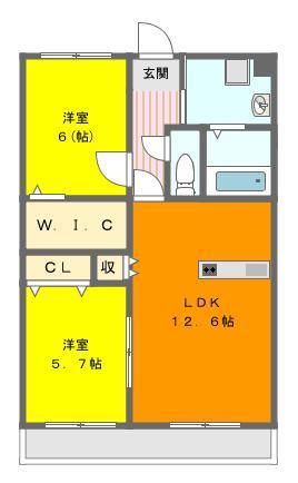 ウエストコート六軒(2LDK/4階)の間取り写真