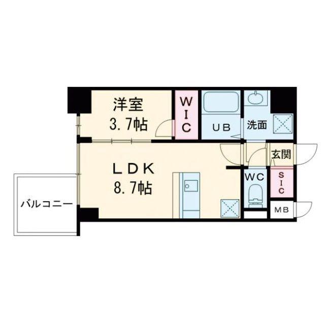 S-RESIDENCE阿波座CHIARO(1LDK/6階)の間取り写真
