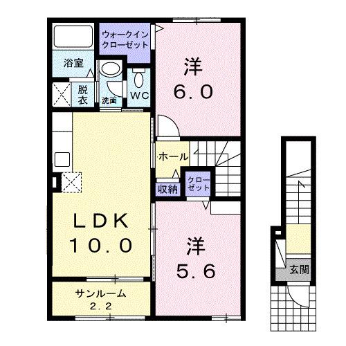 サニーガーデンI(2LDK/2階)の間取り写真