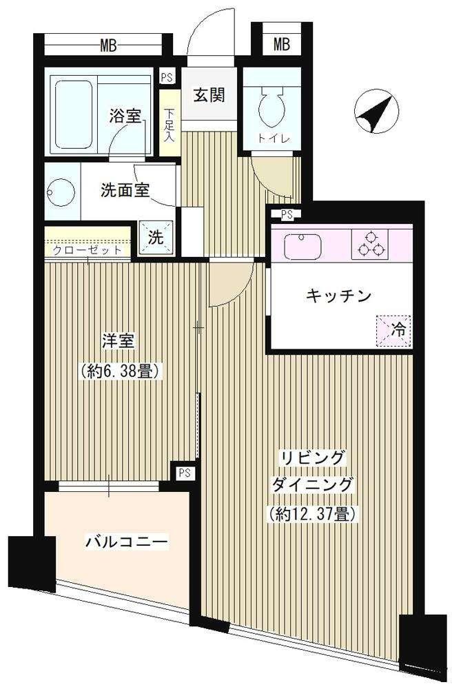 パトリス26(1LDK/5階)の間取り写真