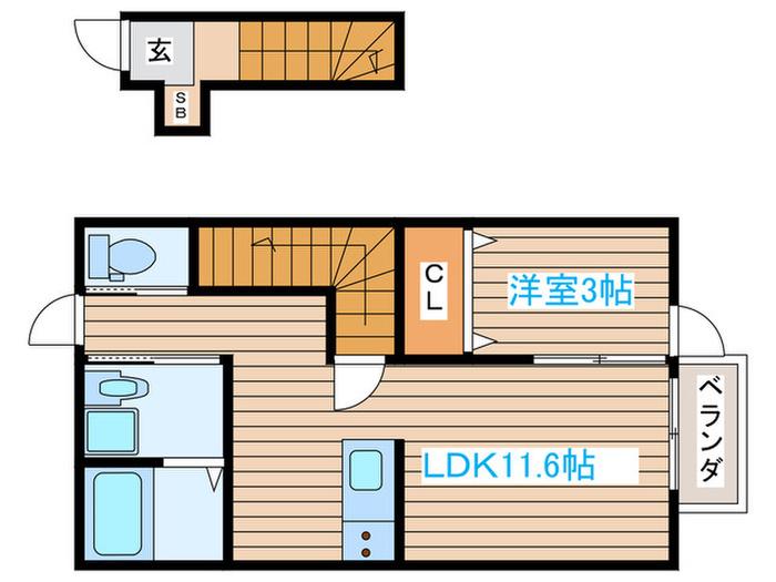 プレジオ三百人町(1LDK/2階)の間取り写真